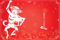 Year of Monkey in Red background