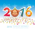 2016 Year of Monkey vector card