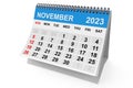 2023 Year November Calendar. 3d Rendering