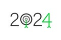 Year and number 2024 concept with arrow and target as goal, resolution, plan, achievement and success symbol