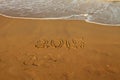 Year 2015 number on sandy beach Royalty Free Stock Photo