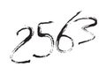 2563 text design Black color, Collection of Happy New Year and happy holidays in thailand, lettering design element, handwritten