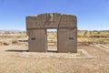 The 2000 year old archway at the Pre-Inca site of Tiwanaku near La Paz in Bolivia.