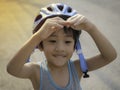 A 4-year-old Asian boy smiled happily Royalty Free Stock Photo