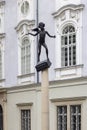 11-Year-Old Austrian composer Mozart statue on Zelny trh (Cabbage Market), Brno, Czech Republic, Moravia