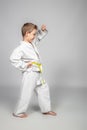 7 year old boy practices jujitsu Royalty Free Stock Photo