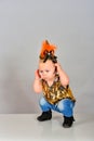 Year-old girl dressed in the style of 80-90 years. A small child in jeans and sequins poses in a modeling agency