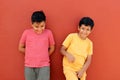 9-year-old Latino children get upset and bully each other as a form of physical, psychological, verbal abuse among students