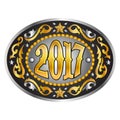 2017 year oval western cowboy belt buckle, vector illustration Royalty Free Stock Photo