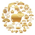 Year Of The Ox Gold Icon And Other Japanese Vintage Lucky Charms Celebrating The New YearÃ£â¬â