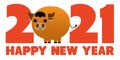 Year of the ox greeting card cartoon style