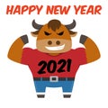 Year of the ox greeting card cartoon style
