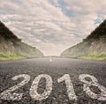 Year 2018 painted on asphalt road Royalty Free Stock Photo