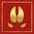 Year Of The Pig Symbol Pig Footprint Gold Red