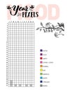 Year in pixels, your mood. Habit tracker blank with hand written cute numbers and lettering. Bullet journal template Royalty Free Stock Photo
