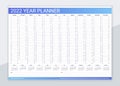 2022 year planner calendar. Desk calender template. Vector illustration