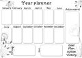 Year planning, form, organizer for the year for your plans