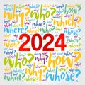 2024 year problem questions word cloud, business concept background