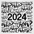 2024 year problem questions word cloud, business concept background