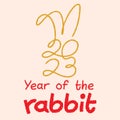 year of the rabbit 2023 continuous line drawing vector illustration