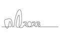 year of the rabbit 2023 continuous line drawing vector