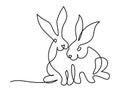 Year of Rabbit 2023. Continuous one line drawing