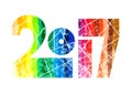 Year 2017 Rainbow Watercolor Design Illustration