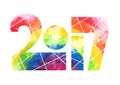 Year 2017 Rainbow Watercolor Design