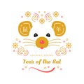 Year of the Rat 2020 Chinese Zodiac. Chinese translation - Year of the Rat. Modern Vector Corporate Card