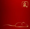 Year of the rat square template with copy space for 2020 Happy Chinese New Year. Luxury greeting card party. Golden and red color Royalty Free Stock Photo