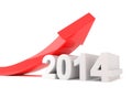 Year 2014 - red arrow growth Royalty Free Stock Photo