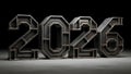 Dark industrial 3D numbers 2026 on textured surface Royalty Free Stock Photo