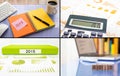 Year resolutions 2015 work planning, collage set, business collection theme Royalty Free Stock Photo