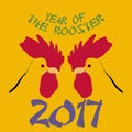 Year of the rooster 2017 vector chinese astrology minimalistic concept