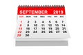 2019 Year September Calendar. 3d rendering