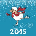 2015 Year of Sheep. Cartoon sheep skate