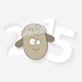 2015 Year of Sheep. Gray background. Royalty Free Stock Photo