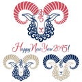 Year of the sheep 2015 vector illustrations set. Royalty Free Stock Photo