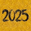 2025 year sign on golden background