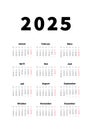 2025 year simple vertical calendar in german language, typographic calendar on white