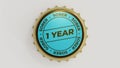 1 Year Sober. Sobriety seal on a bottle cap