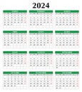 2024 year spanish calendar. Vector template illustration in Spain. Vertical