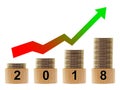 2018 year statistics with arrow. Royalty Free Stock Photo