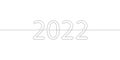 Year 2022 thin single line drawing, Design element continuous line art 2022 new year number, Vector illustration minimalist