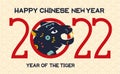 2022 year of Tiger. banner for chinese new year celebration with wild growling tiger head Royalty Free Stock Photo