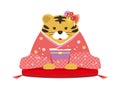 The Year Of The Tiger Mascot Illustration. A Personified Tiger Dressed In Japanese Kimono Offering His/Her New YearÃ¢â¬â¢s Greetings.