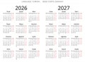 2026 and 2027 year turkish simple calendars. Vector illustration for Turkey - takvimi Royalty Free Stock Photo