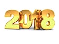 Year two thousand eighteen , Happy new year 2018 , 3D gold text isolated over white background Royalty Free Stock Photo