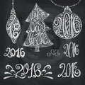 2016 year typography hand drawn titles.Chalk Royalty Free Stock Photo