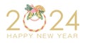 The Year 2024 Vector New Year Greeting Symbol With A Japanese Sacred Rope Talisman.